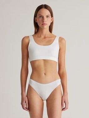 NWOT Quince Women's Organic Cotton Tank Bralette (2-pack) Sz S Color White